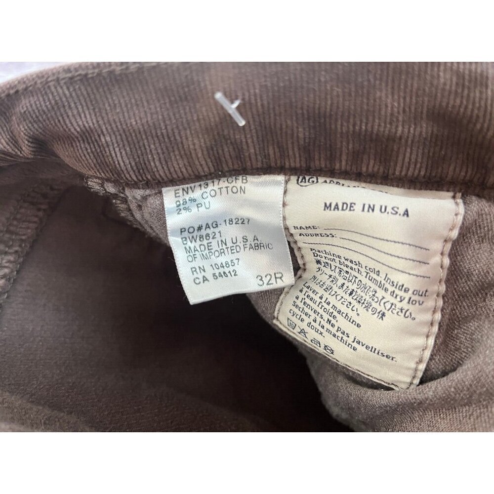 ADRIANO GOLDSCHMIED CORDUROY Pants 32R COFFEE BEAN THE BALLAD SLIM BOOT Mod Boho - Picture 14 of 15